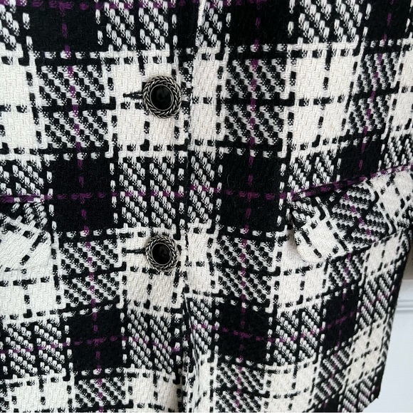 BLACK AND WHITE PLAID SINGLE BREASTED JACKET - Picture 6 of 9